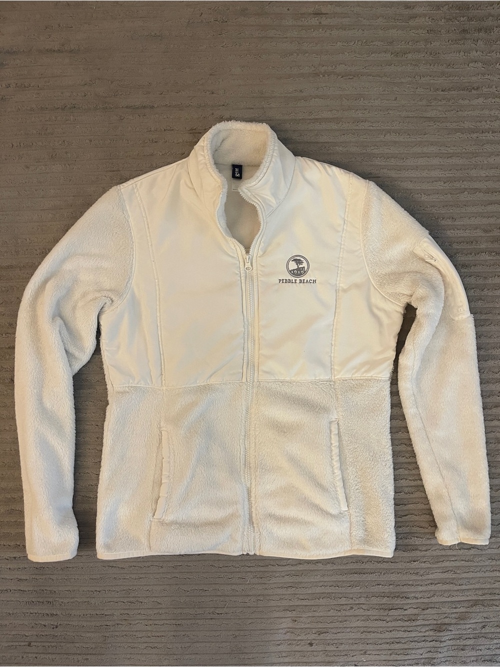 Pebble Beach Cream Sherpa Zip-Up Jacket